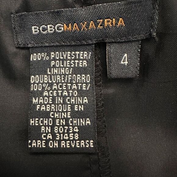 Vintage BCBG Maxazria Striped V Neck Sleeveless Flared Black Party Dress Size 4 - Picture 5 of 6